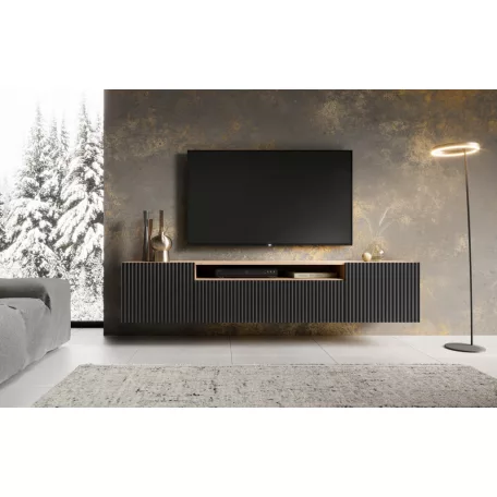 FALI NOEMI TV szekrény, Fekete, Artisan