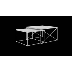 Licco 2in1 dohányzóasztal, Fehér, Beton