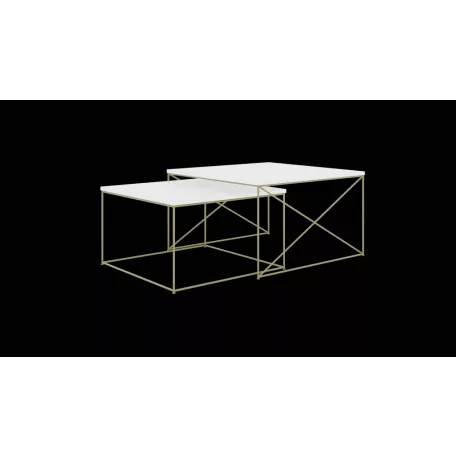 Licco 2in1 dohányzóasztal, Arany, Fehér fényes