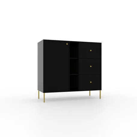 Tili 1D 3S 3P Komód, Fekete, Fekete