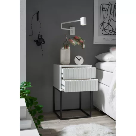 MARLE III. 2 fiókos éjjeliszekrény fehér színben 40 cm