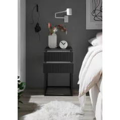 MARLE III. 2 fiókos éjjeliszekrény fekete színben 40 cm