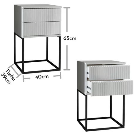 MARLE III. 2 fiókos éjjeliszekrény fekete színben 40 cm