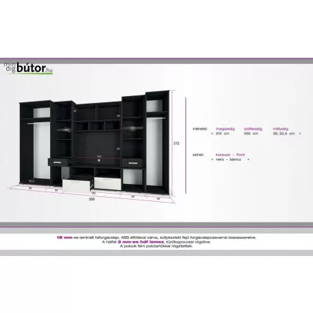 Basel szekrénysor 400cm