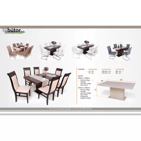 Flóra bővíthető asztal 160cm