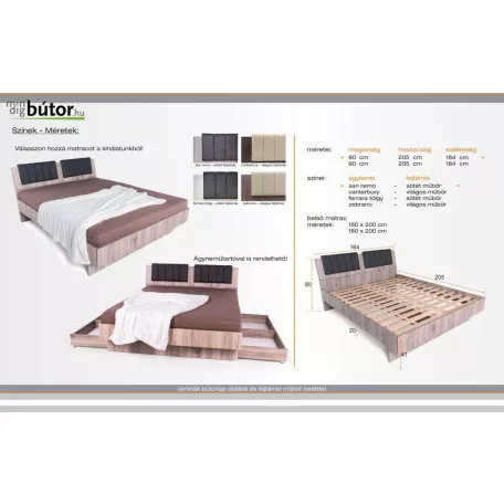 Sarah ágykeret ágyráccsal 180 cm