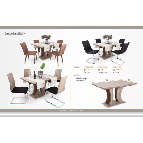 Bella bővíthető étkezőasztal 170cm-es