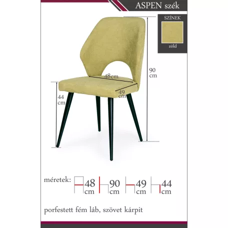 Aspen szék zöld színben