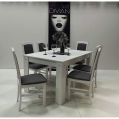   FÉLIX asztal 135*90 cm /fehér/+ 6 db BARBI szék /fehér-műbőr/