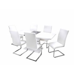   Aurél asztal 140-es Fehér/Szürke + 6 db Boston szék Fehér