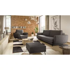 Megis 3f, 1f, pouf lounge ülőgarnitúra szett, fekete