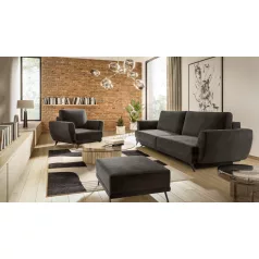 Megis 3f, 1f, pouf lounge ülőgarnitúra szett, fekete