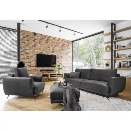 Megis 3f, 1f, pouf lounge ülőgarnitúra szett, sötétszürke