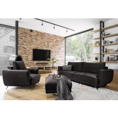   Megis 3f, 1f, pouf lounge ülőgarnitúra szett, sötétbarna