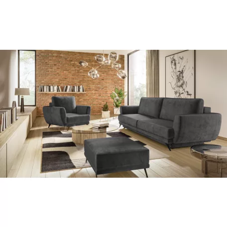 Megis 3f, 1f, pouf lounge ülőgarnitúra szett, sötétszürke