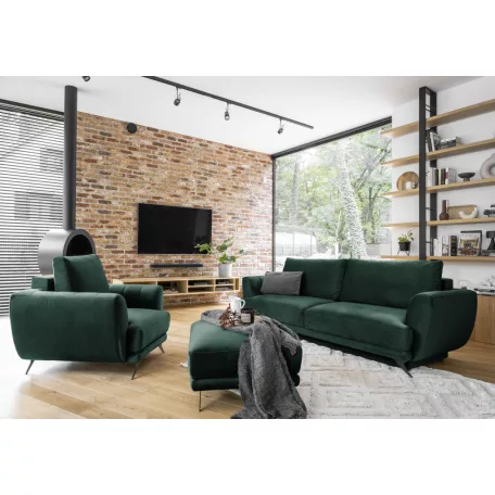 Megis 3f, 1f, pouf lounge ülőgarnitúra szett, sötétzöld