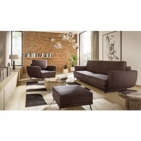 Megis 3f, 1f, pouf lounge ülőgarnitúra szett, sötétbarna