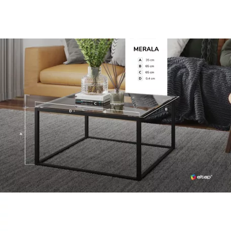 Merala asztal dohányzóasztal, üveg