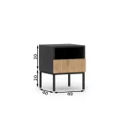 Lanzzi 40 éjjeliszekrény fekete matt, kézműves tölgy éjjeli szekrény, fekete