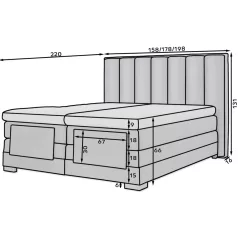 Veros 160x200 boxspring ágy  szürke