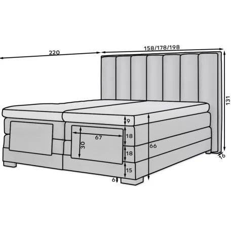 Veros 180x200 boxspring ágy  szürke