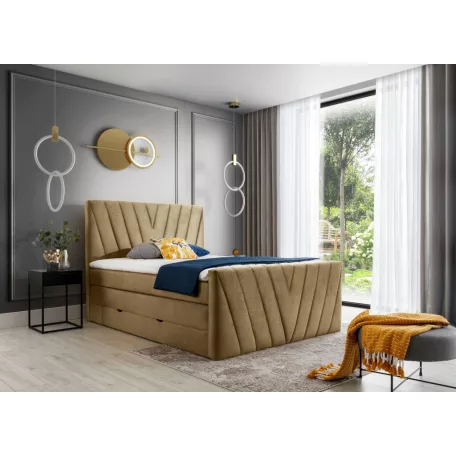 Candice 140x200 boxspring ágy  világosbarna