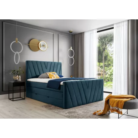 Candice 140x200 boxspring ágy  sötétkék