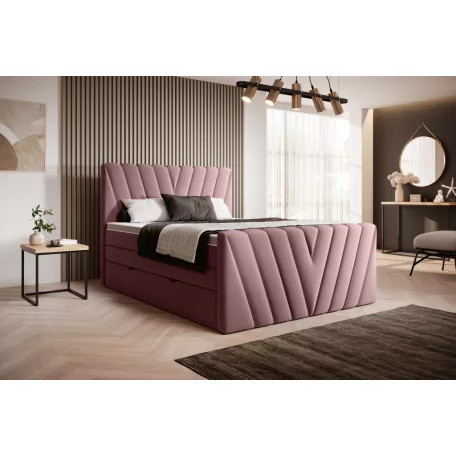 Candice 140x200 boxspring ágy  rózsaszín
