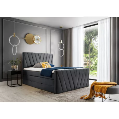 Candice 180x200 boxspring ágy  sötétszürke