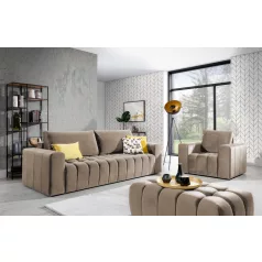 Lazaro 3+1+puf lounge ülőgarnitúra szett, világosbarna