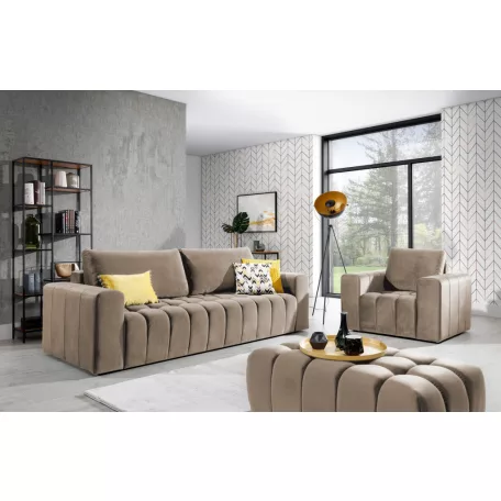Lazaro 3+1+puf lounge ülőgarnitúra szett, világosbarna