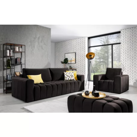 Lazaro 3+1+puf lounge ülőgarnitúra szett, sötétbarna