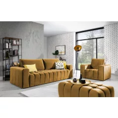Lazaro 3+1+puf lounge ülőgarnitúra szett, sárga
