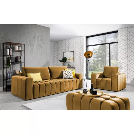 Lazaro 3+1+puf lounge ülőgarnitúra szett, sárga