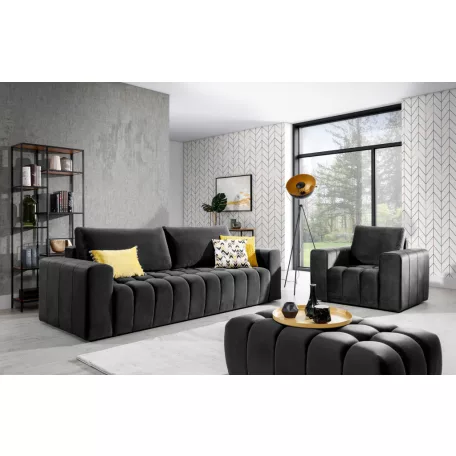 Lazaro 3+1+puf lounge ülőgarnitúra szett, sötétszürke