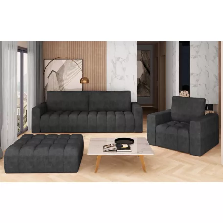 Lazaro 3+1+puf lounge ülőgarnitúra szett, sötétszürke