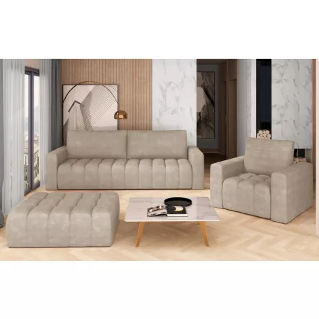 Lazaro 3+1+puf lounge ülőgarnitúra szett, bézs