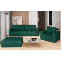 Lazaro 3+1+puf lounge ülőgarnitúra szett, sötétzöld
