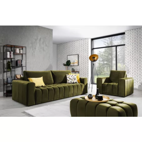Lazaro 3+1+puf lounge ülőgarnitúra szett, zöld