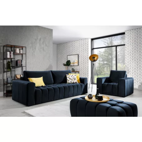 Lazaro 3+1+puf lounge ülőgarnitúra szett, sötétkék