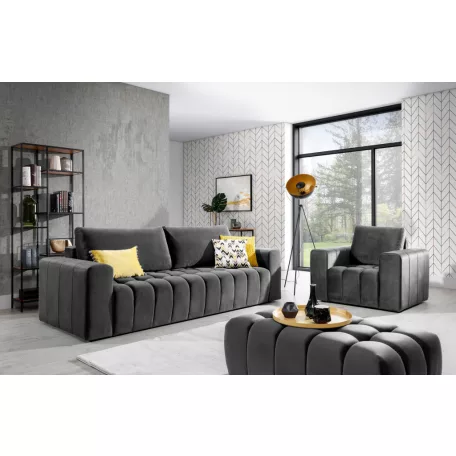 Lazaro 3+1+puf lounge ülőgarnitúra szett, sötétszürke