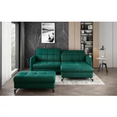   Corner lorelle+ pouf lounge ülőgarnitúra szett, sötétzöld, jobb