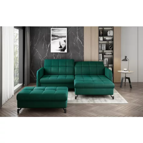 Corner lorelle+ pouf lounge ülőgarnitúra szett, sötétzöld, jobb