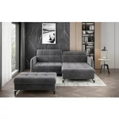   Corner lorelle+ pouf lounge ülőgarnitúra szett, sötétszürke, jobb
