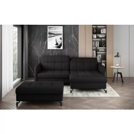 Corner lorelle+ pouf lounge ülőgarnitúra szett, fekete, jobb
