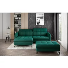   Corner lorelle+ pouf lounge ülőgarnitúra szett, sötétzöld, bal