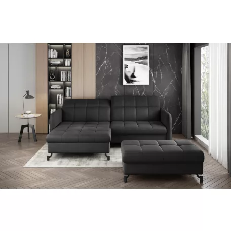 Corner lorelle+ pouf lounge ülőgarnitúra szett, sötétszürke, bal