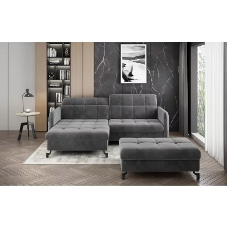 Corner lorelle+ pouf lounge ülőgarnitúra szett, sötétszürke, bal