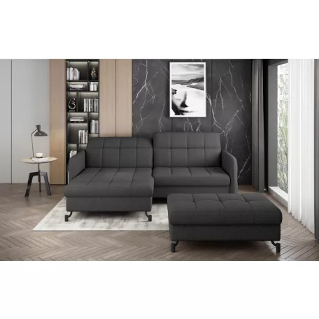 Corner lorelle+ pouf lounge ülőgarnitúra szett, sötétszürke, bal