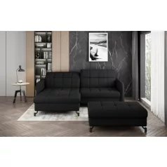   Corner lorelle+ pouf lounge ülőgarnitúra szett, fekete, bal